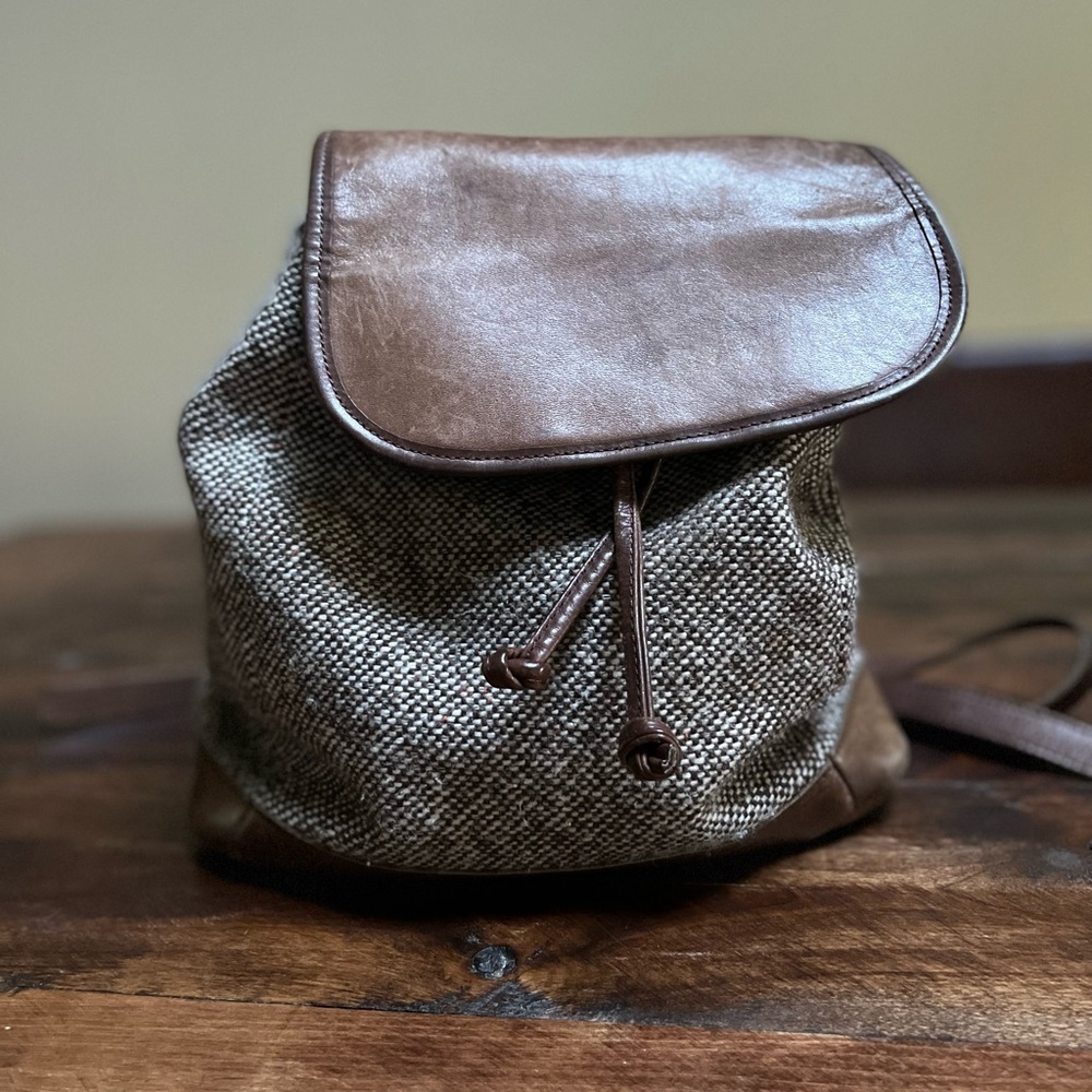 Vintage LLBean Wool blend bucket Backpack Purse